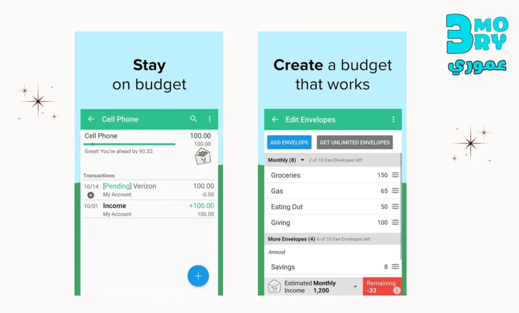 فوائد استخدام Goodbudget برنامج لحساب المصروفات الشهرية