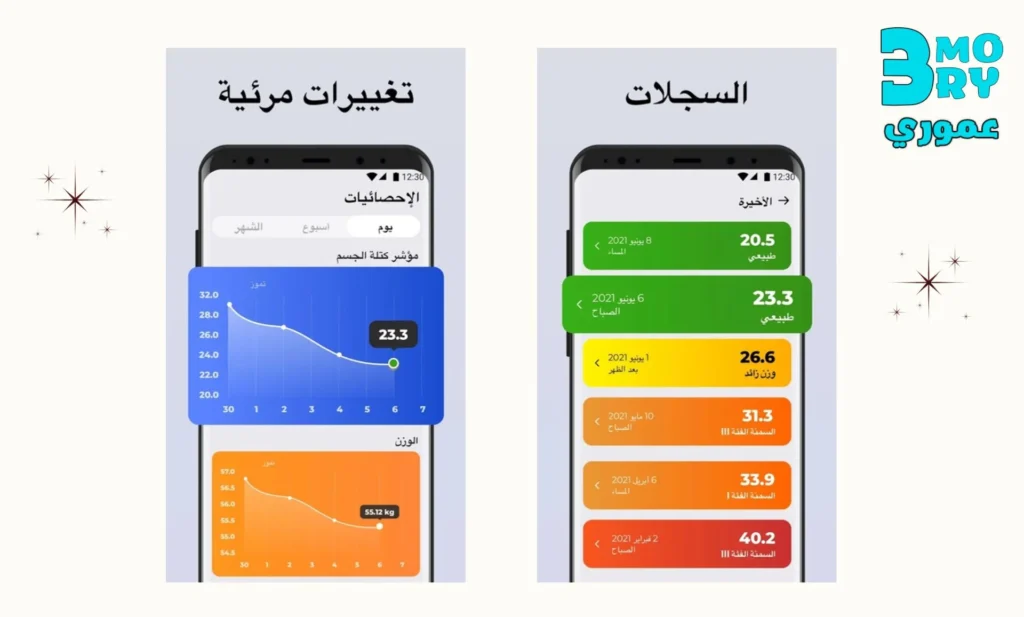 طريقة استخدام تطبيق الوزن والطول المثالي